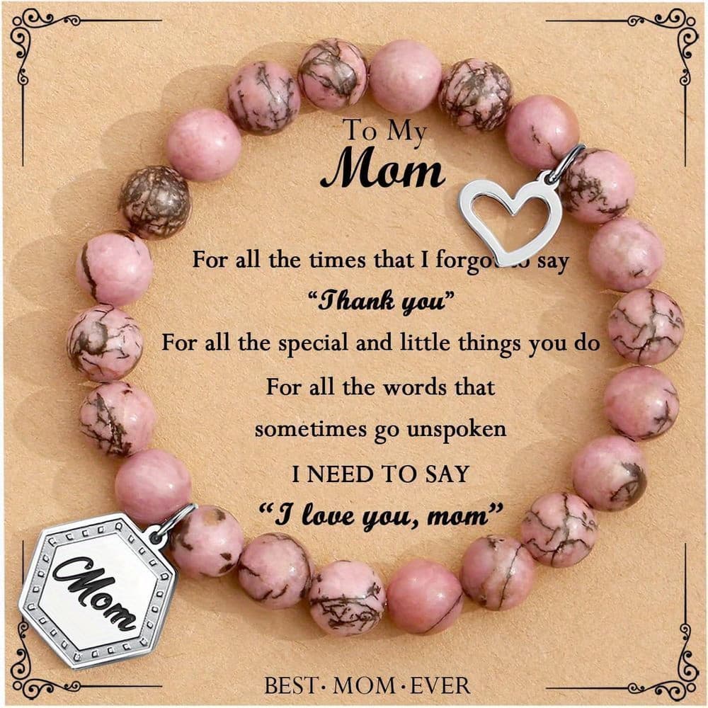 TEMU Charm Bracelet For & - Adjustable Beaded Elastic With Charm & Card, Teacher Appreciation, Graduation, Birthday, Mother' Day Gift Suitable For Graduation, Teacher Gifts, Birthday, Bracelet