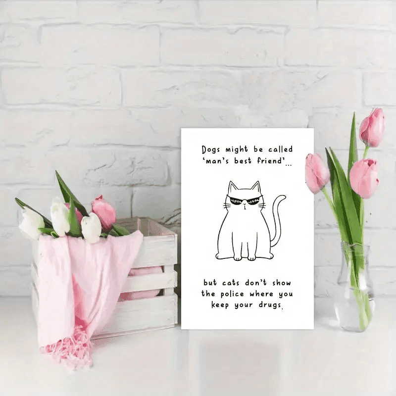 TEMU Pre Order 4pcs (2 Greeting Cards+2 Envelopes) Humorous Birthday Card, Suitable For Cat Lovers, , - 'cats Are The Of Humans' Theme, Suitable For Celebration Activities