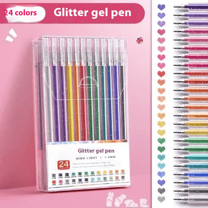 TEMU 24 Colors Color Changing Glitter Pen Liquid Sand Shiny Gel Pen Aurora Shiny Pen Highlighter 36 Colors Marker For Journaling And Drawing