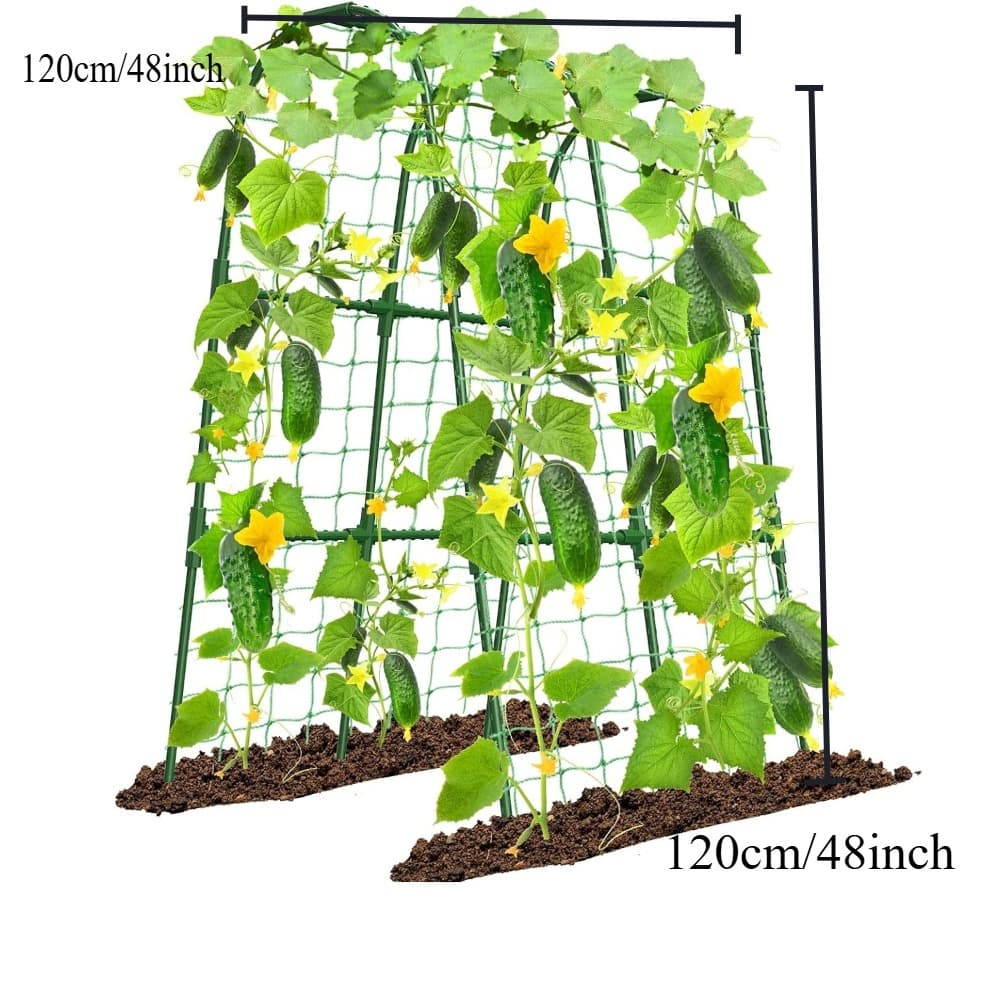 TEMU Cucumber Trellis For Raised Bed, Garden Trellis For Climbing Plants Outdoor, Metal Arch Trellis For Vegetables, Plant Support For Tomato, Pea, Zucchini