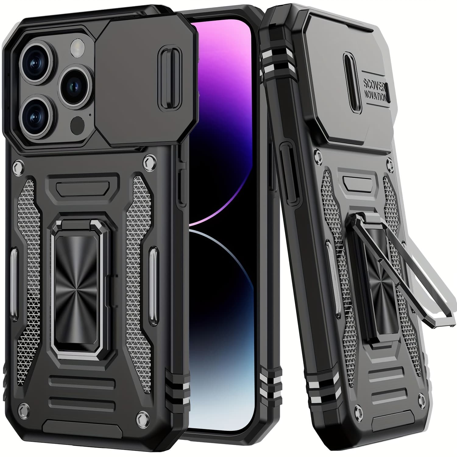 TEMU Phone Case: Suitable For 16 15 14 13 12 11promax Xs Xr 7/8plus And Other Models Of Heavy Shock Armor 360° Rotating Metal Magnetic Support Phone Hard Shell