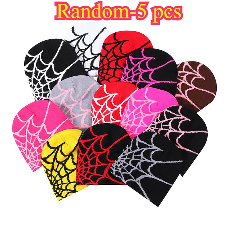 TEMU 5 Colors / Hip Hop Spider Web Knitted Jacquard Bean Hat, Cold Resistant, Warm, Thick, High-quality Melon Skin