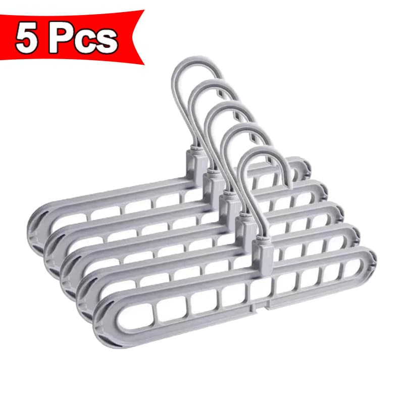 TEMU Set Of 5 Sturdy Foldable Plastic Hangers Featuring 9 Holes - Designed To Prevent Slipping, Hangers Are Ideal For Organizing Clothes In Closets, Wardrobes, And Dorm Rooms While Saving Space