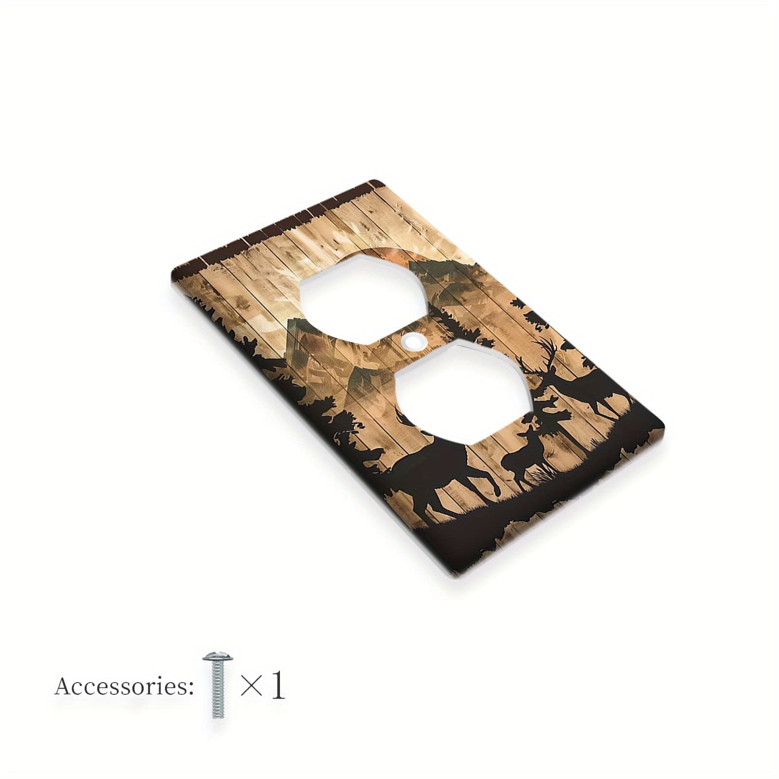 TEMU 1gang Or 2gang Forest Deer Bear Decorative Wall Plate Cover | Pc Plastic, Suitable For Indoor Outdoor Bedroom Kitchen Home Bathroom Decor - Pack Of 1