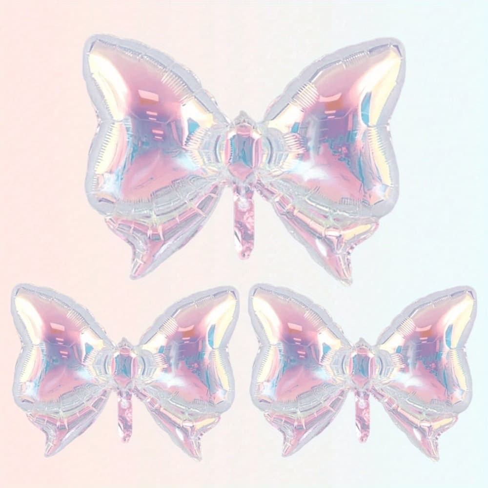 TEMU 3pcs Iridescent Bow Balloons For Internet Celebrity Outdoor Photo, Bow Decoration, Valentine's Day, Family Birthday Party, Wedding Birthday Party Decoration, Photo Prop Decor, Celebration Decor