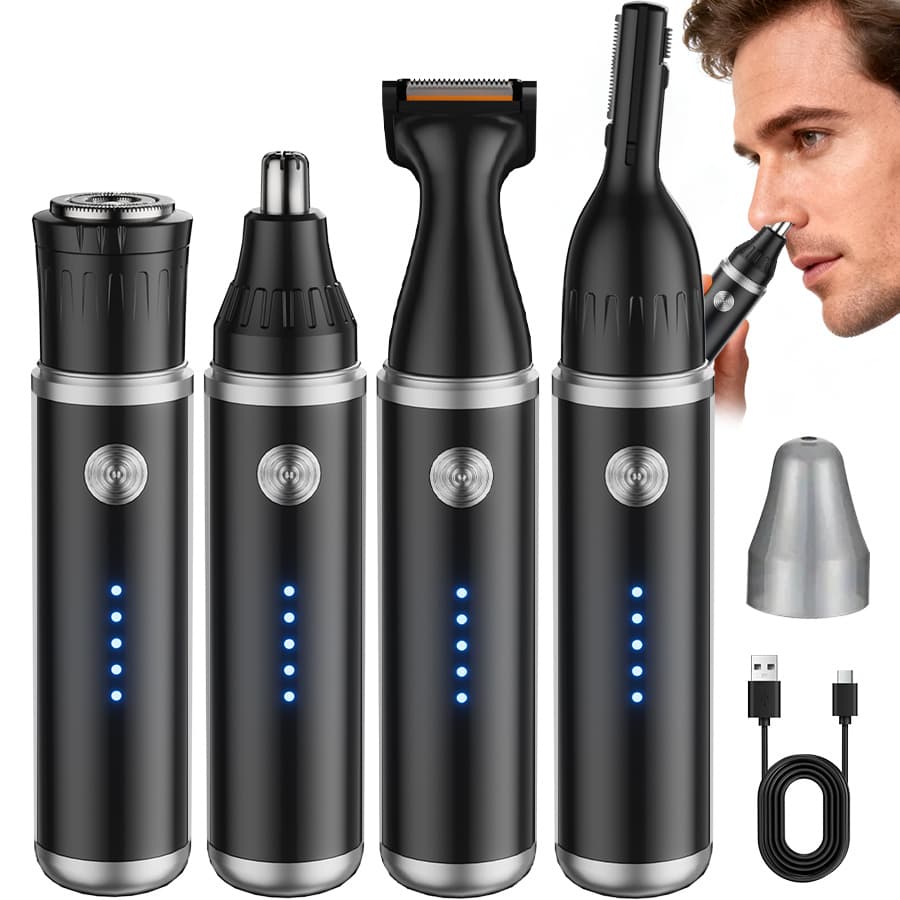 TEMU Usb Rechargeable Electric Nose Trimmer Suitable For - Facial Hair Shaver With Ear Hair Removal, Eyebrow Trimmer, Portable Usb- Device For Nose Hair Care, Plastic For & Travel Grooming