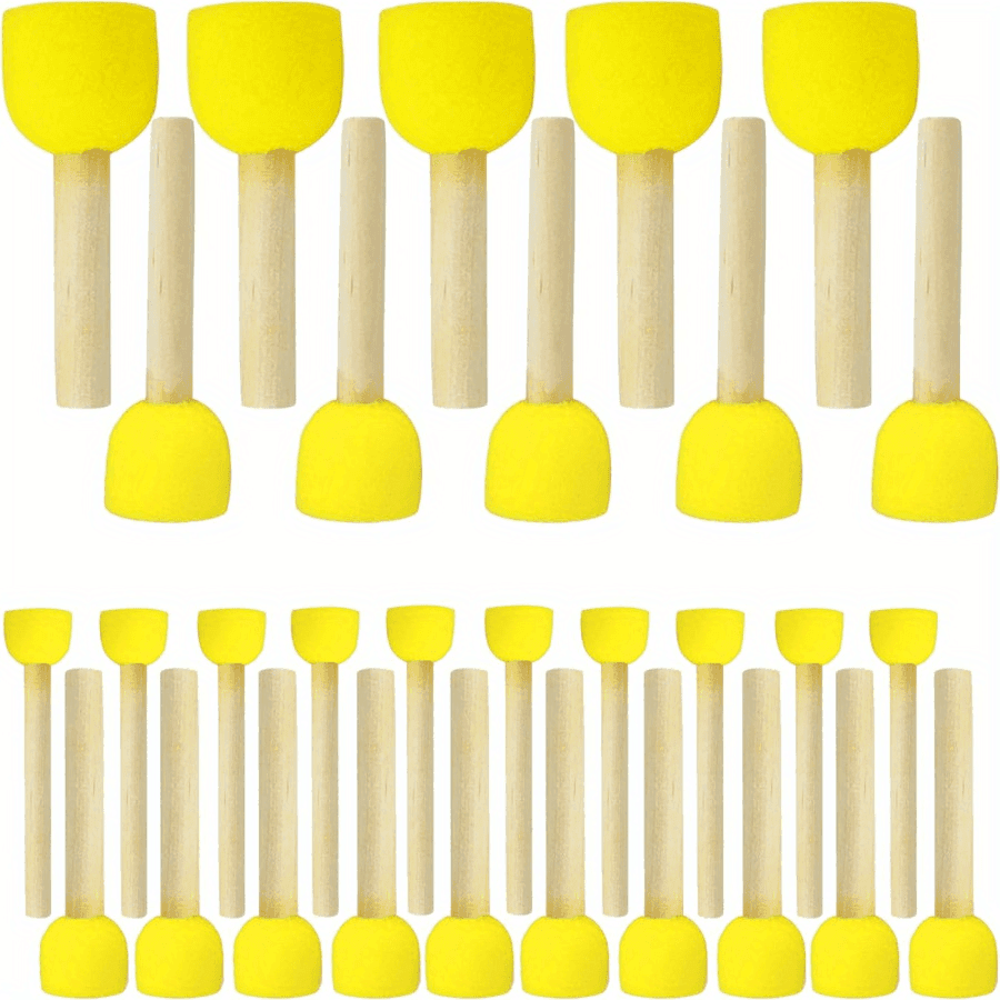 TEMU 30 Yellow Sponge Brushes, Suitable For Graffiti, Painting, And Art Projects - Round Mushroom Heads, Durable Rubber