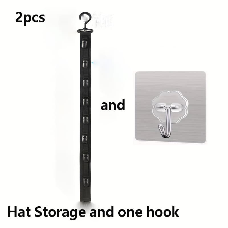 TEMU 2pcs Hat Storage, With 8 Clips, Can Hold 8 Baseball Caps, Gray And Black, Used For Home And Closet Hat Storage, Suitable For Home Scenes, Wardrobe Hat Hanging Artifact