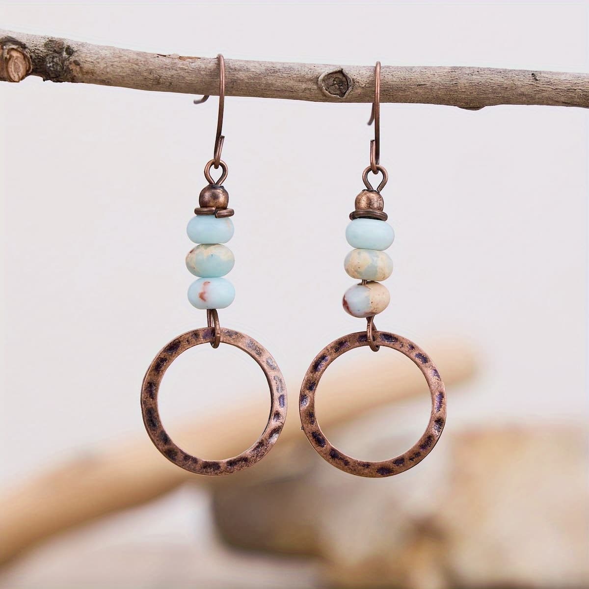 TEMU A Pair Of Simple Bohemian Beaded Hoop Pendant Earrings, Perfect For Daily Wear And An Ideal Gift For