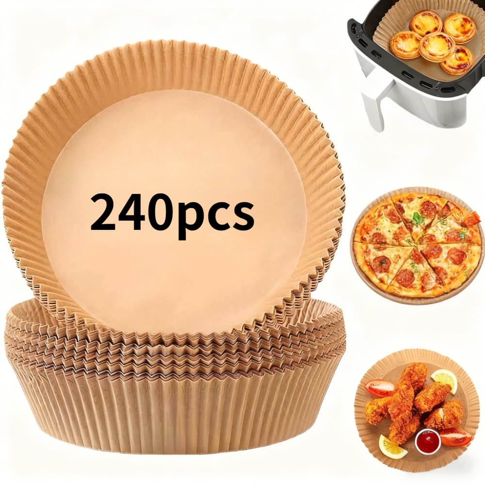 TEMU 60pcs/120pcs/240pcs Air Fryer Liners - Round Parchment Baking And Grilling Paper For Cooking, Easy To Clean, Perfect For Chicken, Fries, And Vegetables, Air Fryer Accessories