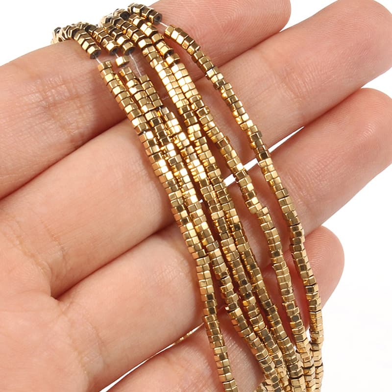 TEMU Natural Golden Hematite Beads - 2x1/3x1/4x2mm Flat Rondelle Spacer Beads For Jewelry Making, Diy Bracelets & Necklaces - Elegant Color Beads With Durable Metallic Shine