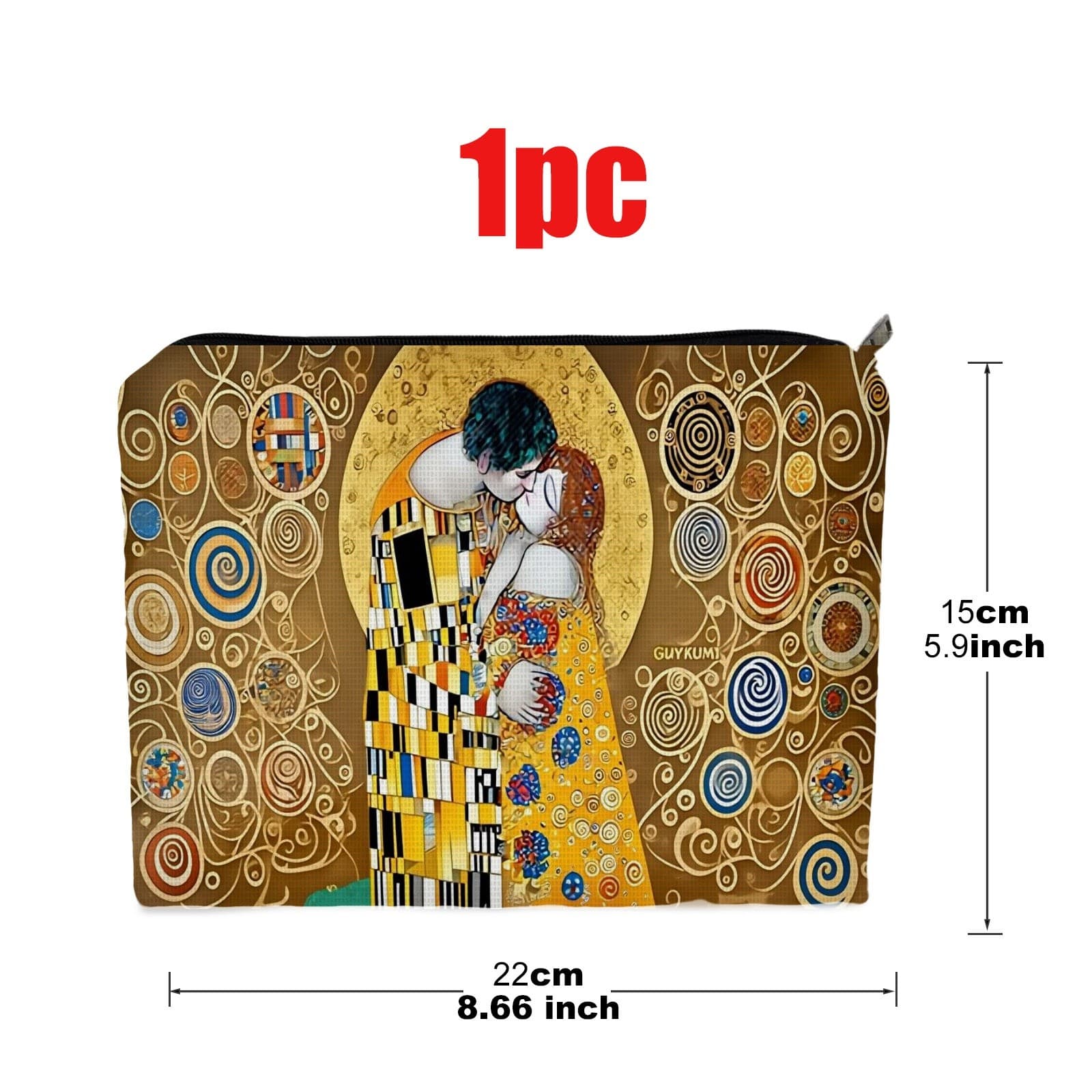 TEMU []1pcs Double - Sided Cosmetic Bag, Size 5.9in*8.66in, Polyester Material, Klimt - Inspired "" Art Design, Stylish & Ornate, Ideal Gift For /family/, Perfect For Travel/everyday Makeup Storage