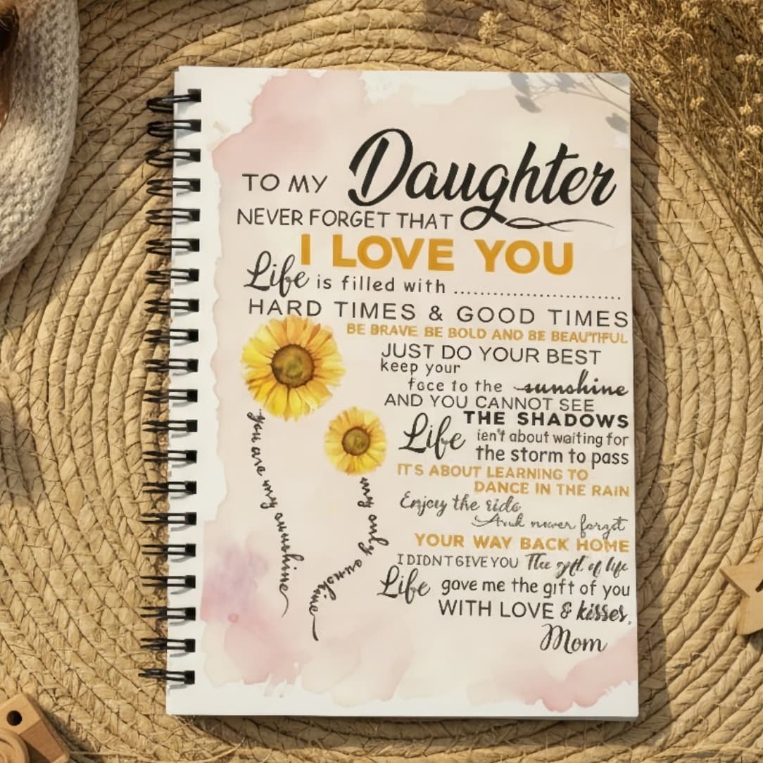 TEMU A5 Spiral-bound Notebook | "to My Daughter, Never That I Love You" - Ideal Gift For Daughters With Inspirational Message, Lined Paper, Undated
