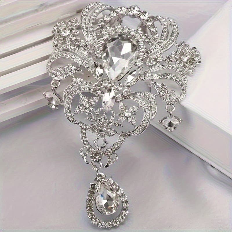 TEMU A Luxurious Party Jewelry Gift For Women, Featuring An Elegant And Exquisite Brooch With Drop Flowers