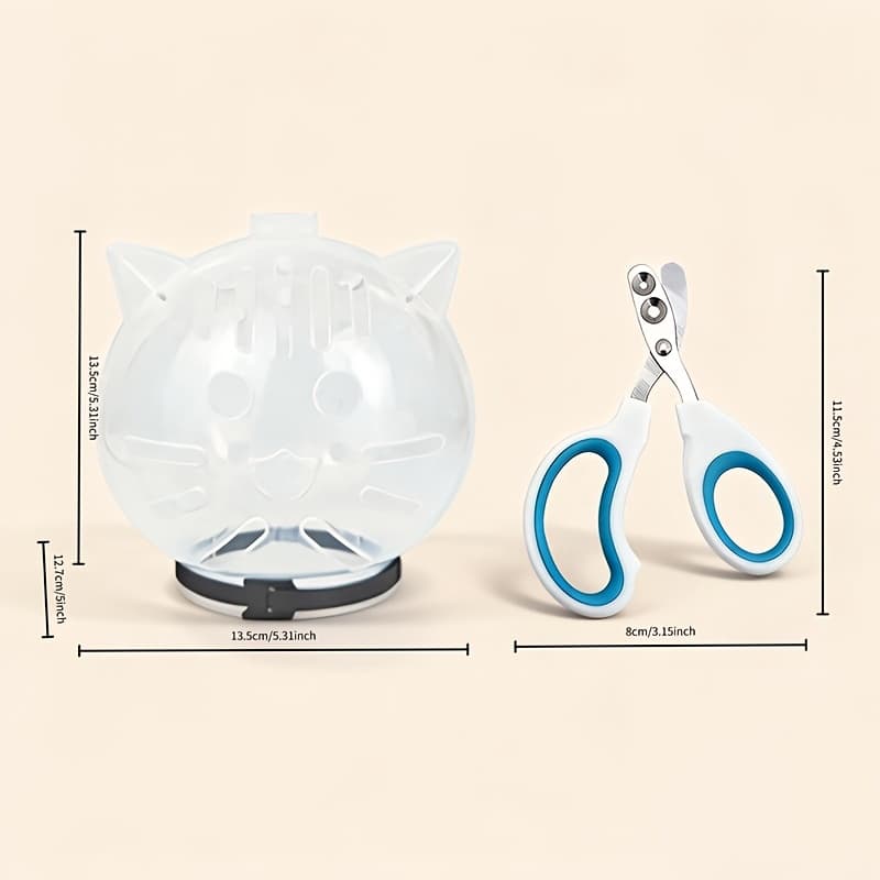 TEMU 2pcs Transparent Breathable Grooming Helmet & Nail Clipper Shield - Suitable For Bathing, Nail Trimming, Durable Plastic Hood With Nail Trimmer For Bathing Cover For Tabby Cats, Easy Clean