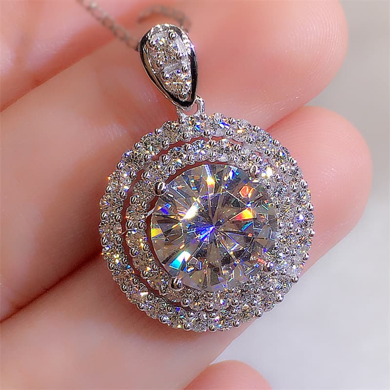 TEMU 3 Carat Roundness Pendant Necklace - 925 Sterling Silvery, Elegant, Wedding, Valentine's Day And Gift For Women, Exquisite Jewelry For Special Occasions