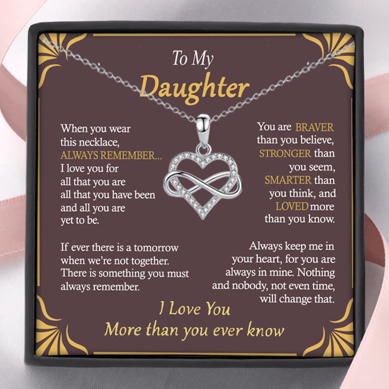TEMU To My Daughter Heart Necklace With Card & Box, Gift For Daughter, Birthday Gift, Christmas Gift