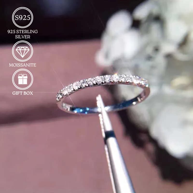 TEMU 1.3 G Moissanite 1pc 0.25 Carat Moissanite 925 Silvery Ring Stackable Ring, Gorgeous, Ideal For Christmas Birthday Thanksgiving Gifts