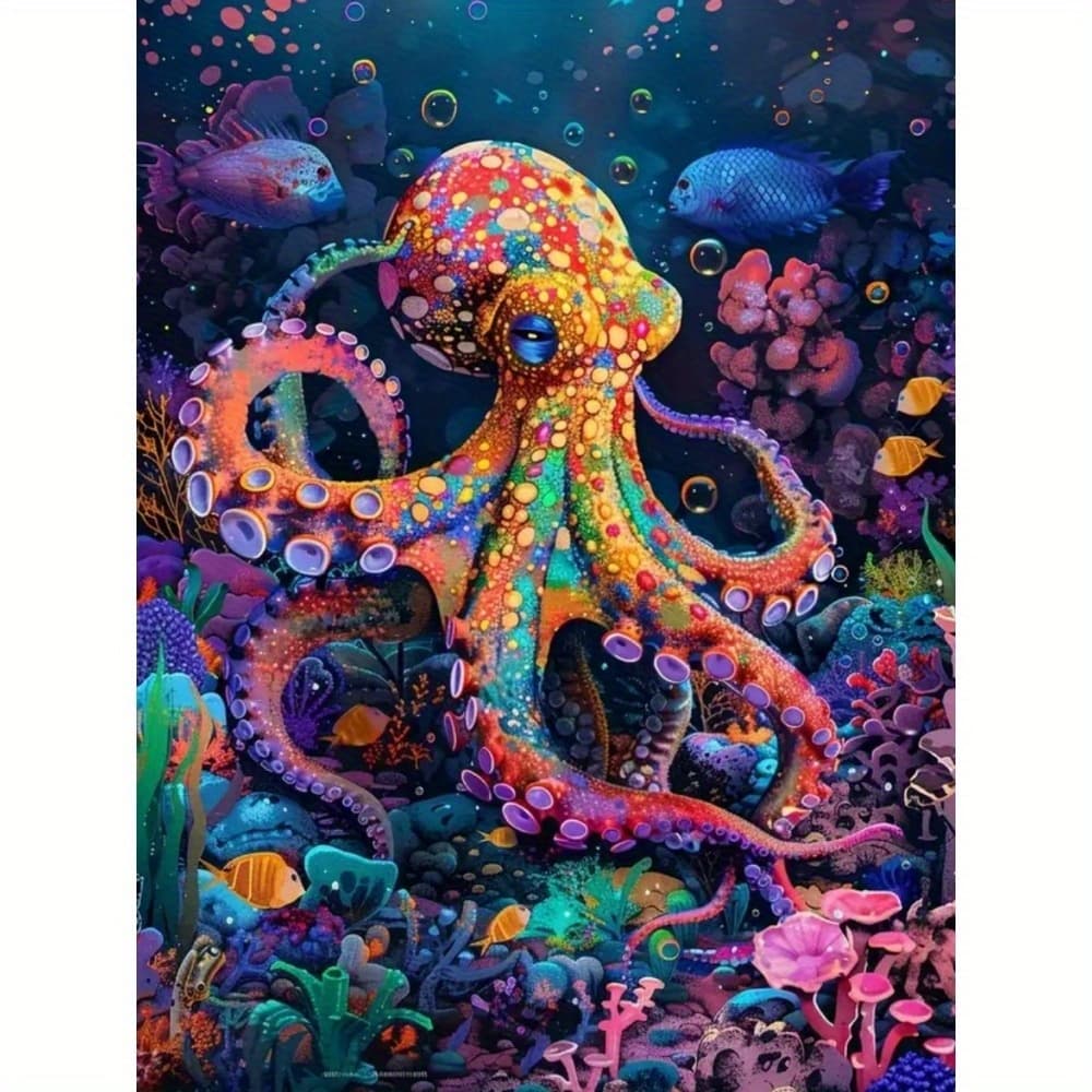 TEMU 30*40cm/11.8*15.7in Octopus Full Diamond Mosaic Art Pictures 5d Diy Handmade Gift Home Decoration