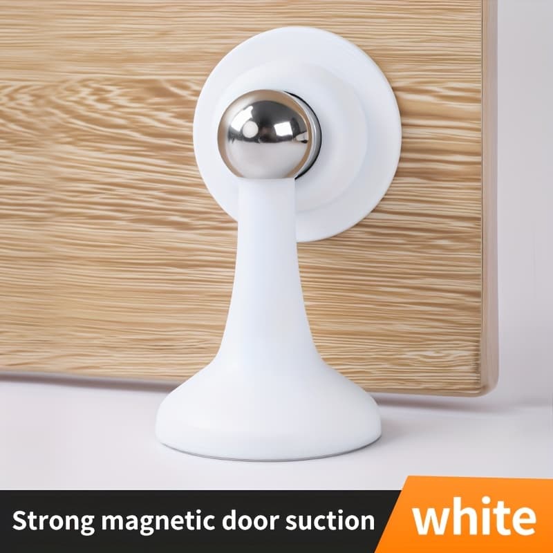 TEMU 2pcs Set (1 Door Stop Head + 1 Door Stop Base) Without Drilling, New Style, Household Use, Strong Magnetic , Bathroom Anti-collision, Silent, Windproof, Floor Suction Behind The Door