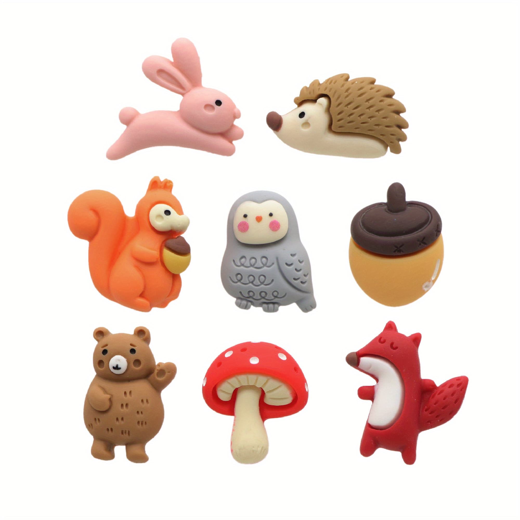 TEMU 20pcs/pack Fox Hedgehog Cute Mixed Animal 3d Resin Handmade Accessories