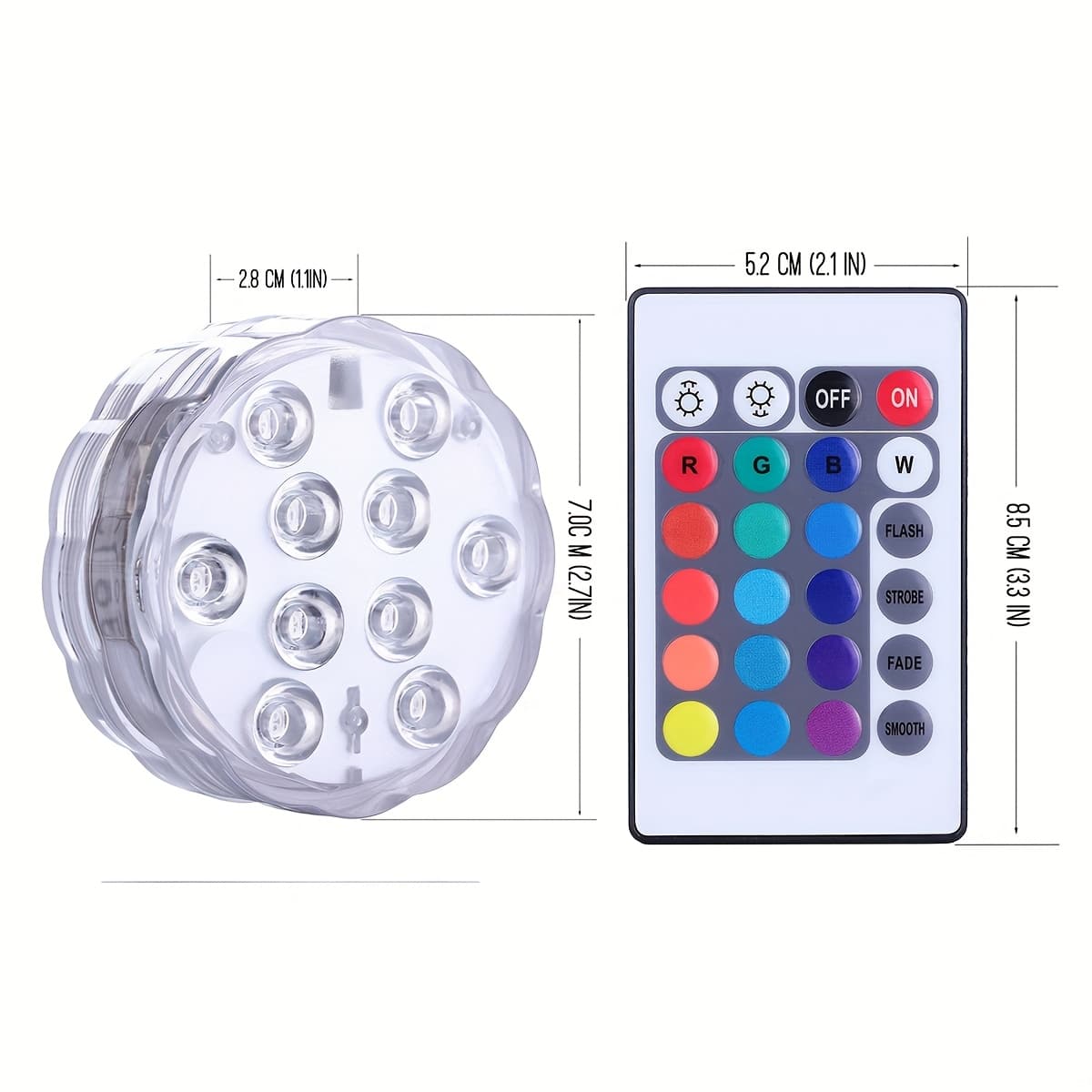 TEMU Submersible Led Lights, Rgb Multi Color Changing Light For Pool, Vase Base, Spa, Aquarium, Pond, Hot Tub, Decoration, Party, ( Battery)-ip68-1pc