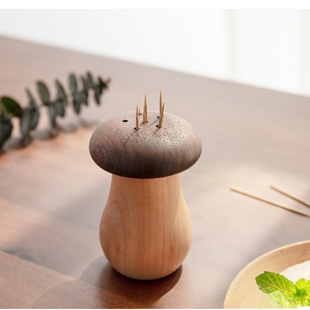 TEMU Vintage Mushroom Toothpick Holder Elegant Style Tabletop Decor For Dining Table, Home Kitchen And Office Desk