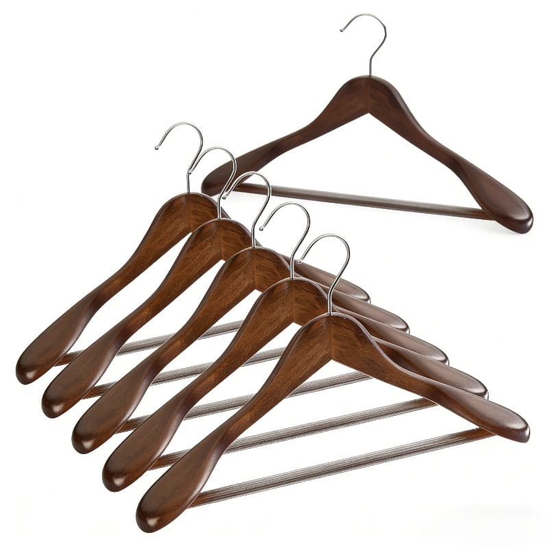 TEMU 6 Pack Heavy-duty Wood Hangers With Wide Shoulder & Curved Design - Wood Clothes Hangers Suitable For Coats, Jackets, Pants, Dresses - Wardrobe & Retail Store Use, (6.3cm Curved)