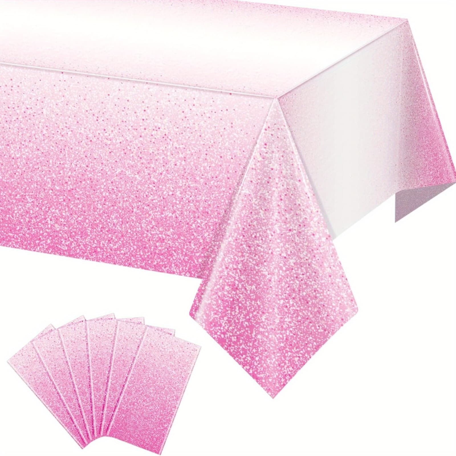 TEMU 6pcs Pink Plastic Tablecloth For Parties, Gradient Disposable Tablecloths For Rectangle Tables, Light Table Cover For Wedding Birthday Anniversary Party, 54 X 108inch