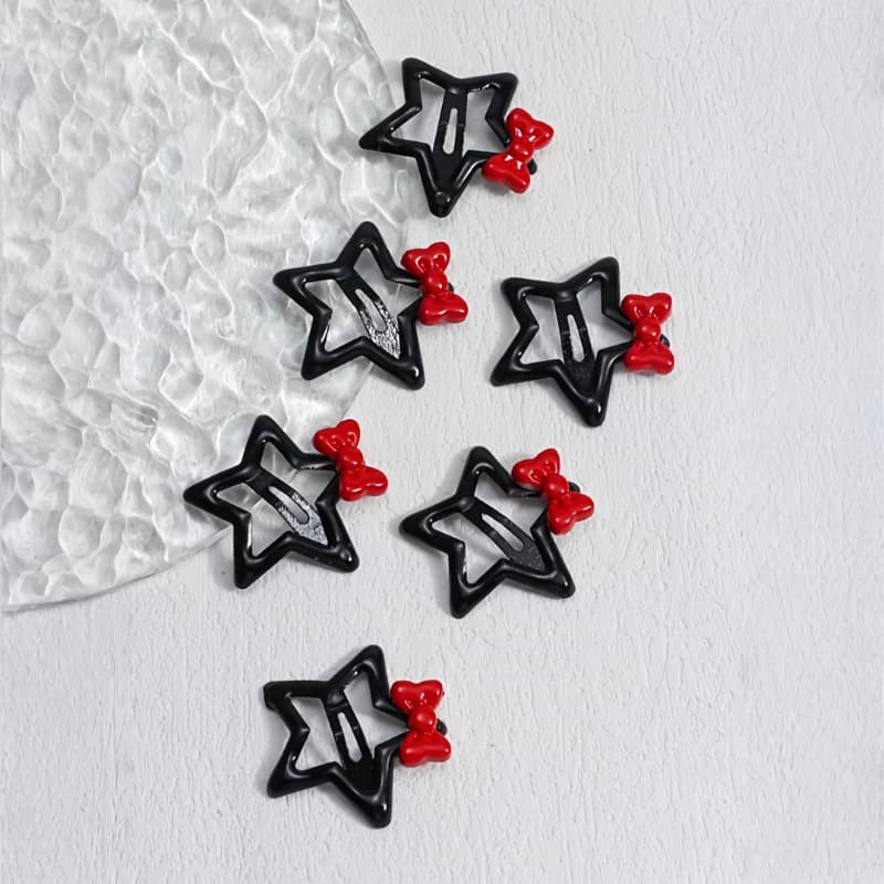 TEMU Sweet And Cool Side Bangs Hairpin With A Red Bow And , , Non-slip, Hair, Perfect For Daily Outfits, Dates, Commutes, And Parties, Versatile Hair Accessory
