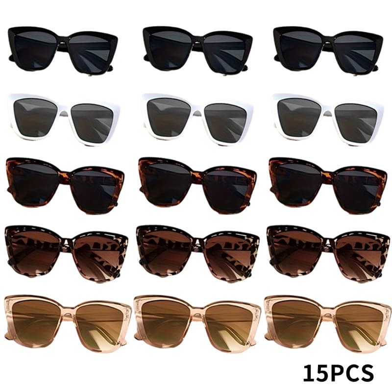 TEMU 15pcs Vintage-style Cat-eye Frames Versatile High-end Accessory For Casual And Formal Wear Elegant With A Must-have For Fashion Enthusiasts