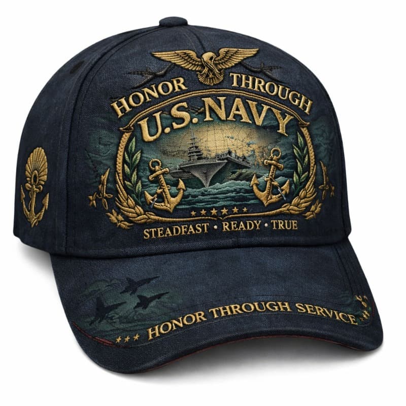 TEMU Vintage Navy-style Baseball With Embroidered Anchor And Print, Perfect For Outdoor Leisure And