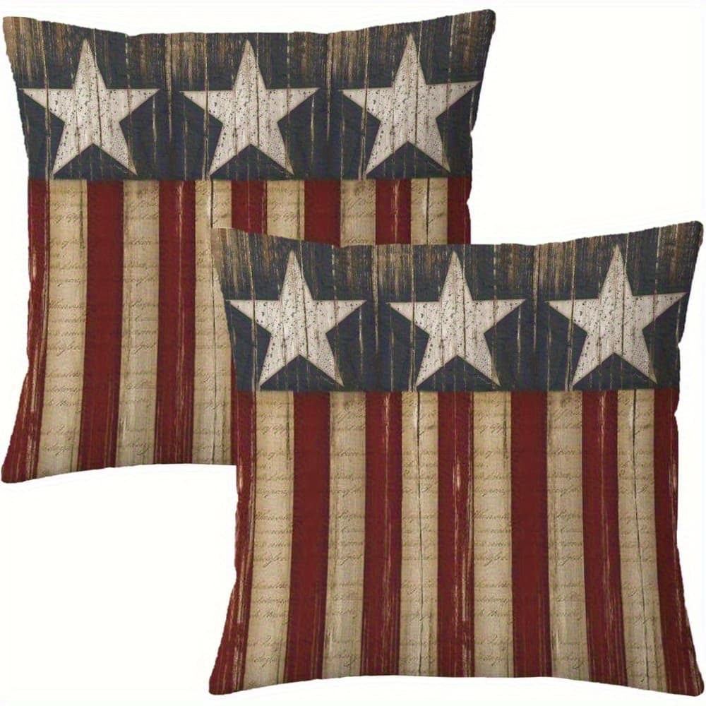 TEMU 18x18 Pillow Covers 1pc Vintage Stripes Stars Decor Flag Throw Pillows For Memorial Day Pillowcase Patriotic Outdoor For Sofa