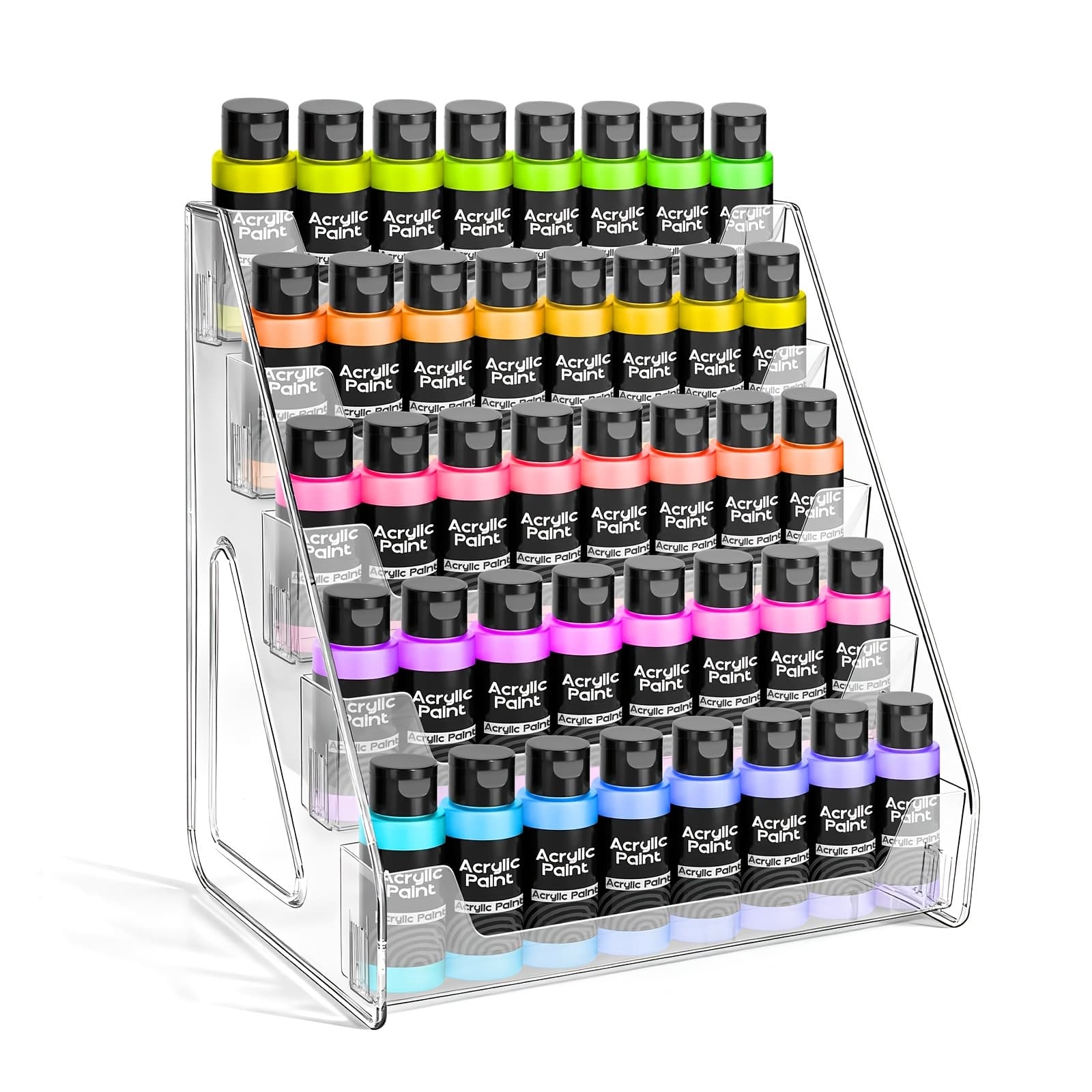 TEMU 1/2-pack Transparent Acrylic Storage Rack, Tall Version- 5 Layers, Mini Paint Bottle Holder, Craft Storage Rack, Kitchen Seasoning Jar Organizer, Can Store 40 2-ounce Paint Bottles Or Jars