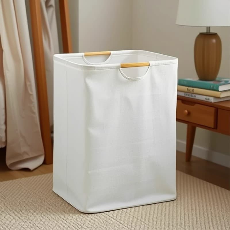 TEMU Large Capacity Foldable Laundry Hamper Basket With Wooden Handles, Collapsible Clothes Storage Bin Organizer For Bedroom Bathroom Closet, Laundry Baskets