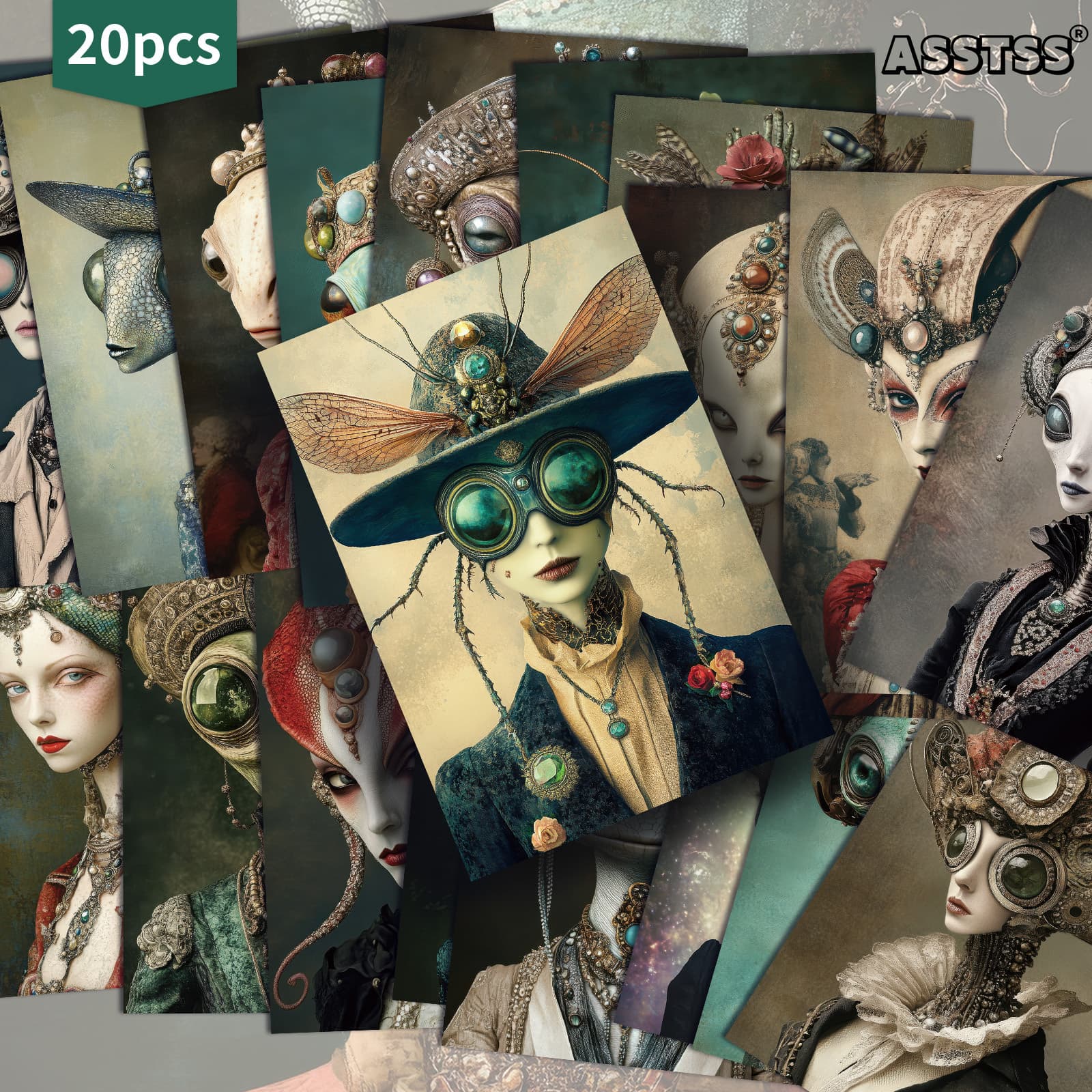 TEMU 20-pack Asstss Vintage Surreal Postcards - 4x6 Inches Retro Junk Journal Supplies, Classic Pinup Illustrations Collectible Decorative Painting Cards For Scrapbooking & Crafting