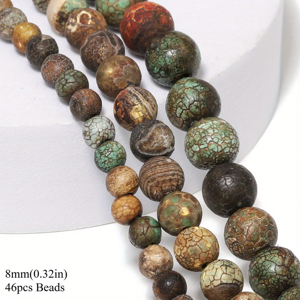 TEMU Aaa Natural Stone Green Agate Beads - Vintage Unique Loose Spacer Beads For Jewelry Making, Diy Gorgeous Bracelets Necklaces Earring Accessories Crafts Supplies