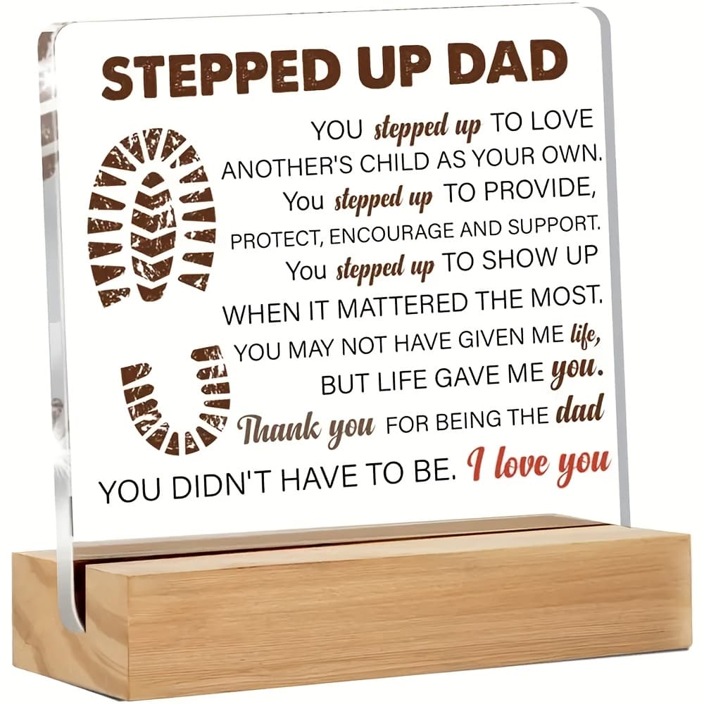 TEMU [2d Flat] [2d Flat] A Gift Suitable For All , A Present For A Stepfather - A Clear Acrylic Plaque, Perfect For Father's Day, Birthdays, And Christmas | A Meaningful Home Decor For The Desk