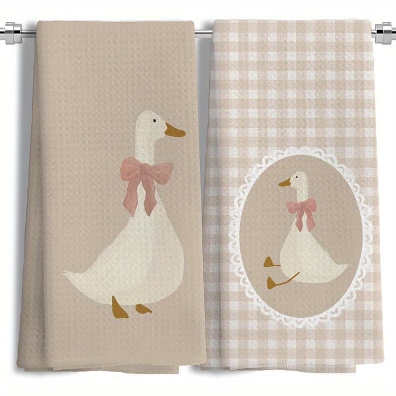 TEMU 2pcs Of 16*24inch Goose Pattern Bathroom Decorative Towels, Goose Pattern Hand Towels For Kitchen Use