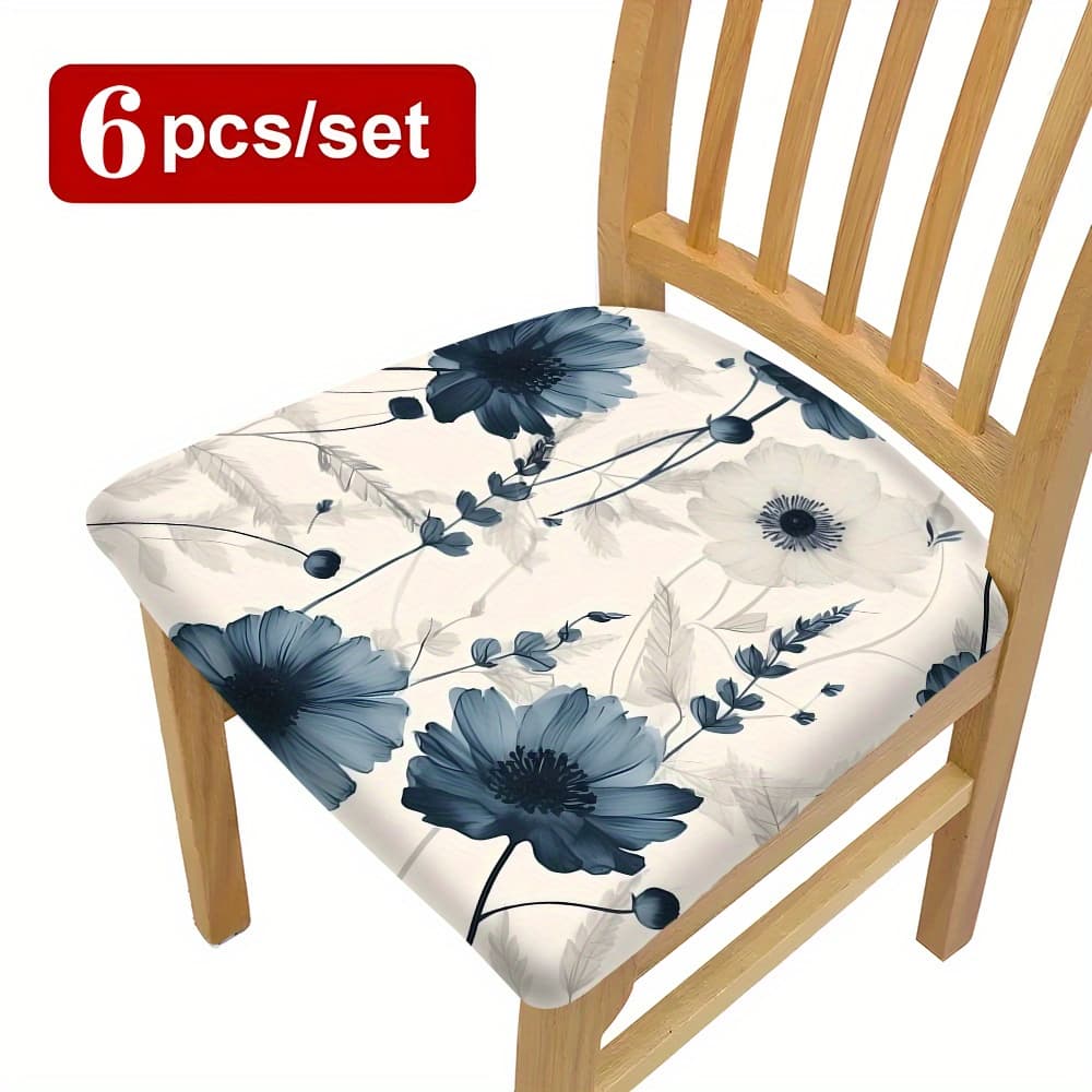 TEMU 2/4/6pcs, Elegant Light-colored Floral Patterned Chair Covers, Cushion Covers, Decorative Covers, Suitable For Dining Rooms, Living Rooms, Festive Decorations, Washable, And Reusable