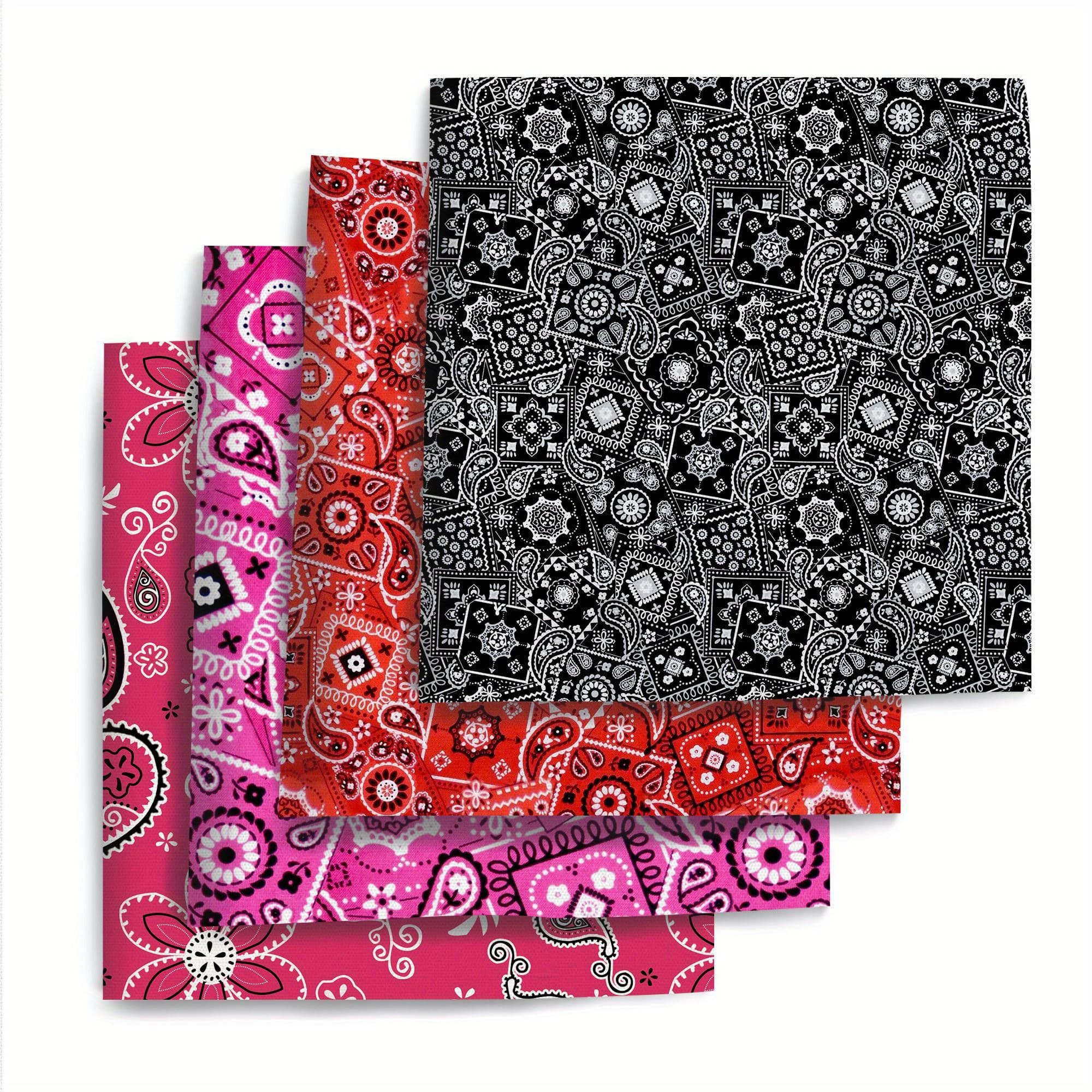 TEMU 4pcs/set 7.87x7.87inch(20x20cm) Paisley Precut Quilting Fabric Bundle, Polyester Quilting Squares For , Diy Crafts Projects, Diy Wallet Making