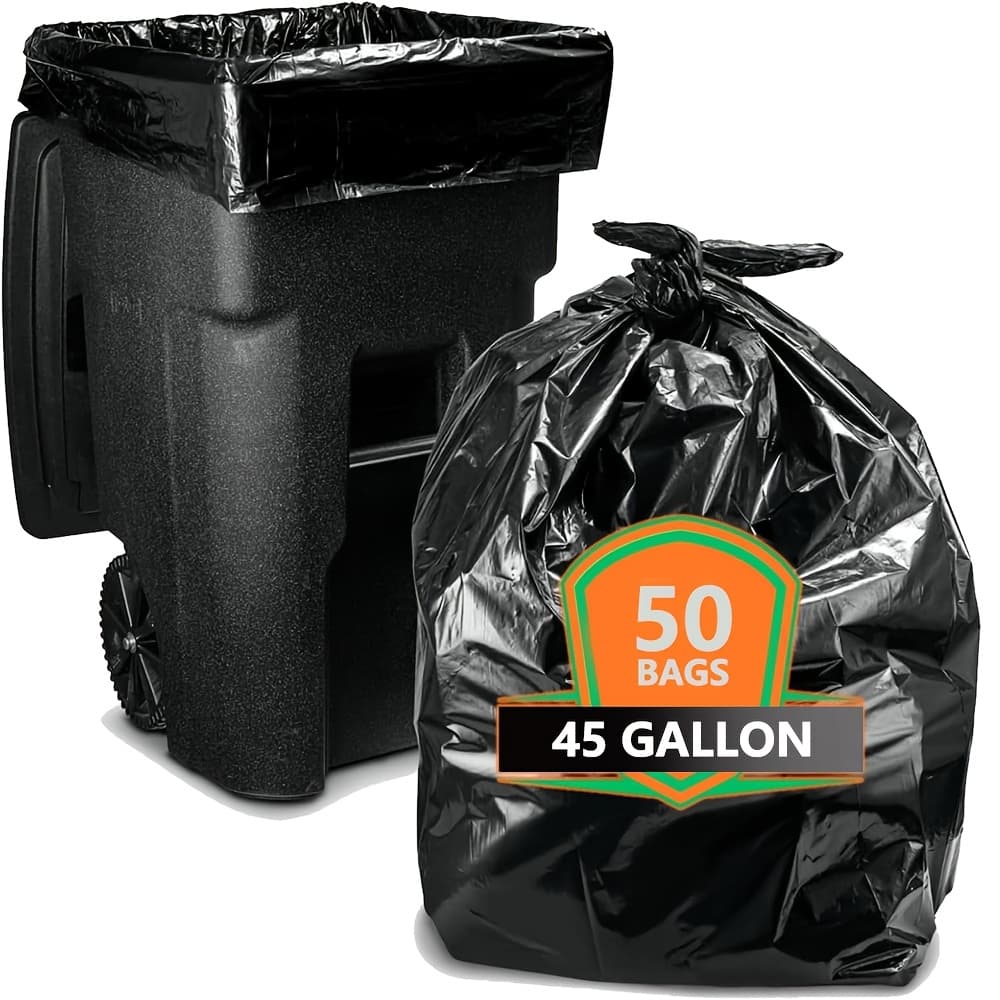 TEMU Pack Of 50 Heavy-duty Garbage Bags, 2 Mil Thickness - Durable Disposable Plastic Bags, Ideal For Kitchen, Patio, Yard, And Outdoor Areas, Perfect For Garden