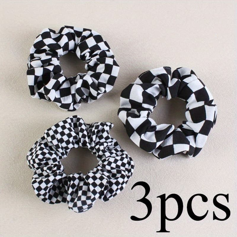 TEMU Square Black And White Letters Floral Polka Dots Solid Color Simple Fabric Large Hair Ring