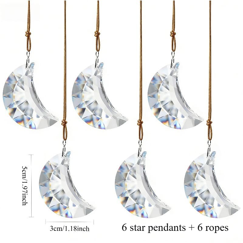 TEMU 12pcs Crystal Suncatcher Prism, Suitable For Window Star Chandelier Crystal, Transparent Hanging Crystal, Suitable For Courtyard, Chandelier, Garden Decoration