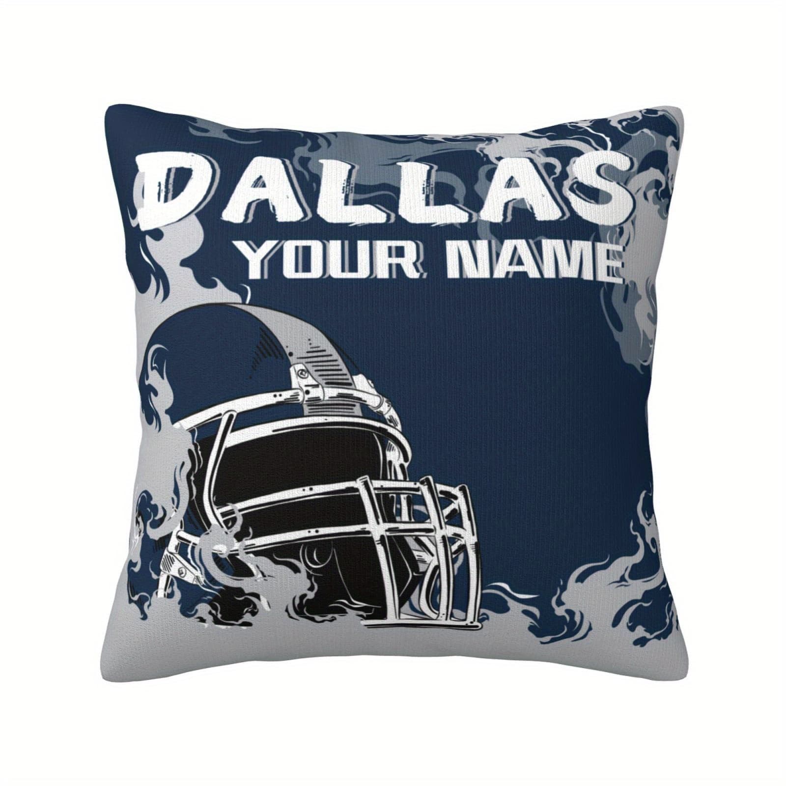 TEMU Customizable Dallas Football Pillow Cover 18x18 Inches - Name/number Suitable For Bedroom & Living Room Decor, Zipper Closure , Machine Washable Polyester For Sports-themed Home Gift For Fans