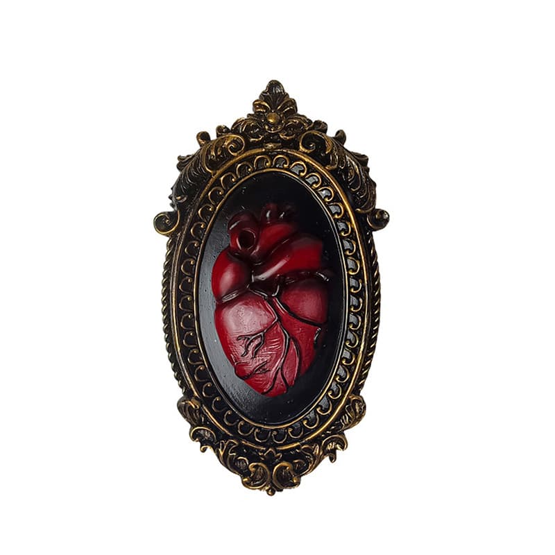 TEMU Gothic Heart Wall Art - Dark Filled Ornate Frame With Gothic Centerpiece, Elegant Decor Suitable For Living Room, Office, Entryway - & For Decoration, Resin Gothic Wall Sculption