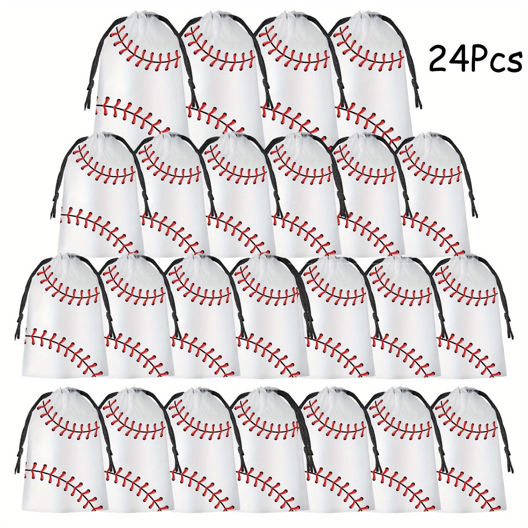 TEMU Gift For Her/him 10/ 24/ 36/50pcs Baseball Goodie Bags Bulk For Sports Themed 6 X 8 Inch Baseball Drawstring Backpacks Plastic Gift Treat Bags For Sports Party Favor Supplies Decoration