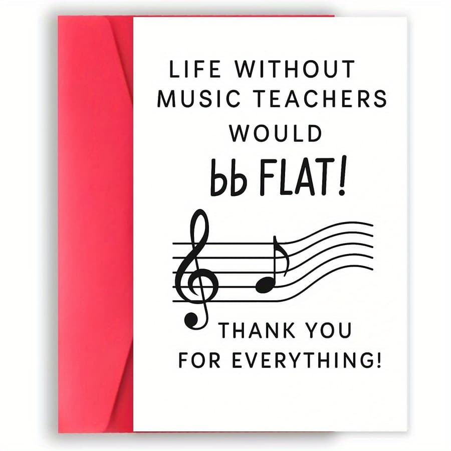 TEMU 1pc Of Funny Gifts "thank You Music Teachers Gift Card – Life Bb Flat! Ideal Appreciation Present For Music Educators"