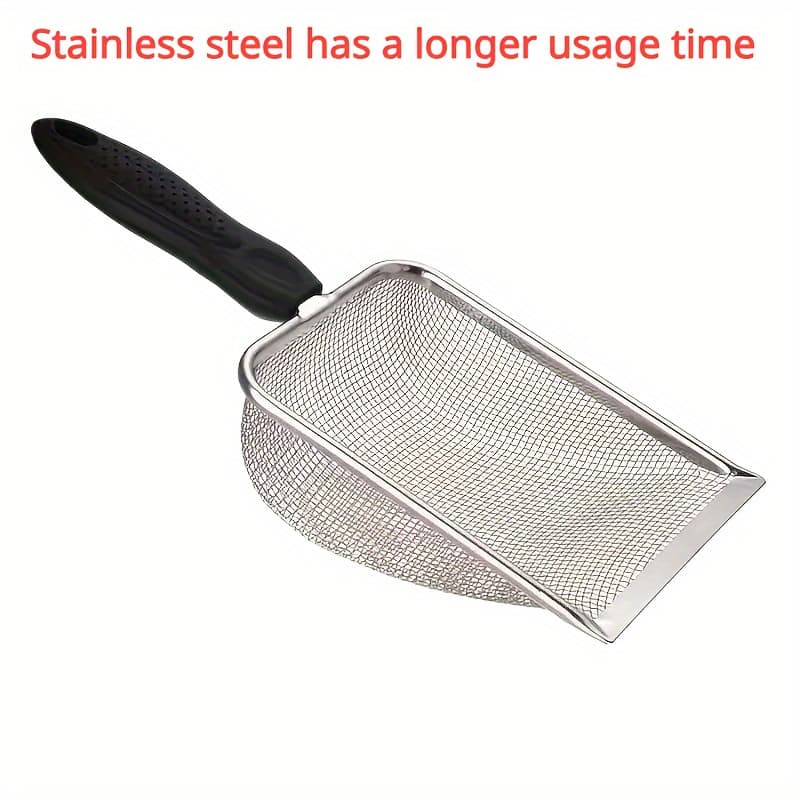 TEMU A Stainless Steel Cat With Ergonomic Handle - Durable, Easy- For Fine Litter, Ideal For Cat Waste, Pet | Accessory | Durable , Cat Litter Box Scoop