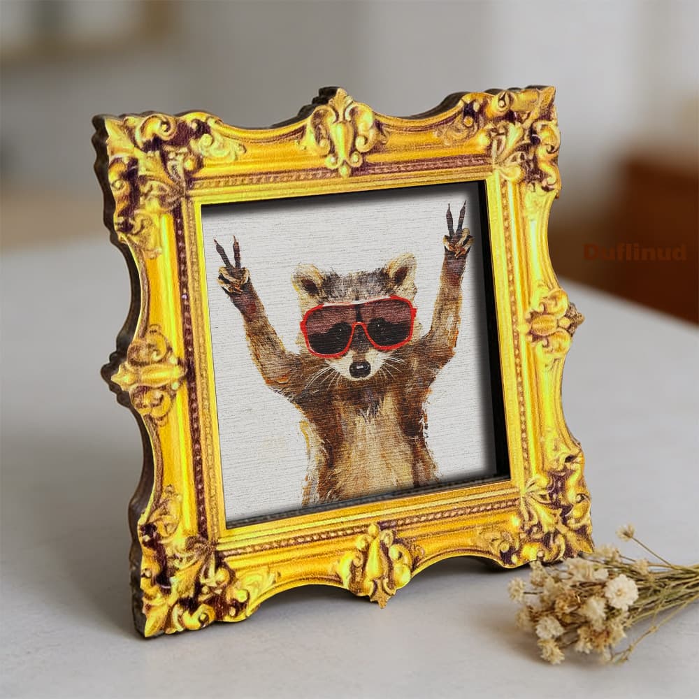 TEMU 1pc Duflinud Raccoon Magnet With Glasses - Fridge Magnets Suitable, Thumbs Up Victory Gesture Decoration, Wood Grain Mini Decor For Refrigerator Door, Fun Gift For &, Back